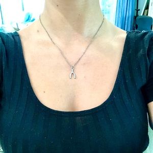 Small silver wishbone necklace
